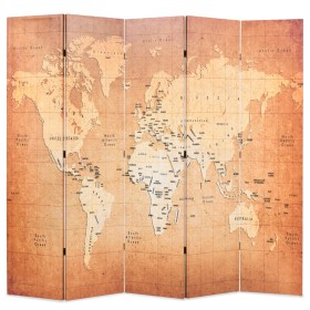 Biombo divisor plegable 200x170 cm mapamundi amarillo de vidaXL, Divisores de ambientes - Ref: Foro24-245879, Precio: 105,63 ...