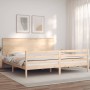 Bed frame with solid wood headboard 200x200 cm by , Beds and slatted bases - Ref: Foro24-3195241, Price: 175,57 €, Discount: %