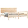 Bed frame with solid wood headboard 200x200 cm by , Beds and slatted bases - Ref: Foro24-3195241, Price: 175,57 €, Discount: %