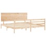 Bed frame with solid wood headboard 200x200 cm by , Beds and slatted bases - Ref: Foro24-3195241, Price: 175,57 €, Discount: %