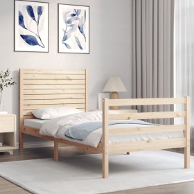 Estructura de cama con cabecero madera maciza 100x200 cm de , Camas y somieres - Ref: Foro24-3195016, Precio: 132,52 €, Descu...