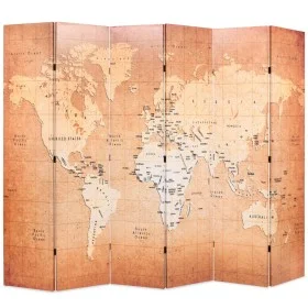 Folding divider screen 228x170 cm yellow world map by vidaXL, Room dividers - Ref: Foro24-245880, Price: 156,85 €, Discount: %