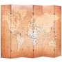 Folding divider screen 228x170 cm yellow world map by vidaXL, Room dividers - Ref: Foro24-245880, Price: 157,00 €, Discount: %