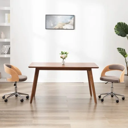 Bentwood and Taupe Gray Fabric Swivel Dining Chair by , dining chairs - Ref: Foro24-287426, Price: 133,93 €, Discount: %
