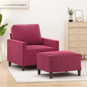 Roter Samtsessel mit Hocker 60 cm von , Sofas - Ref: Foro24-3201049, Preis: 175,26 €, Rabatt: %