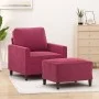 Red velvet armchair with stool 60 cm by , Sofas - Ref: Foro24-3201049, Price: 175,26 €, Discount: %