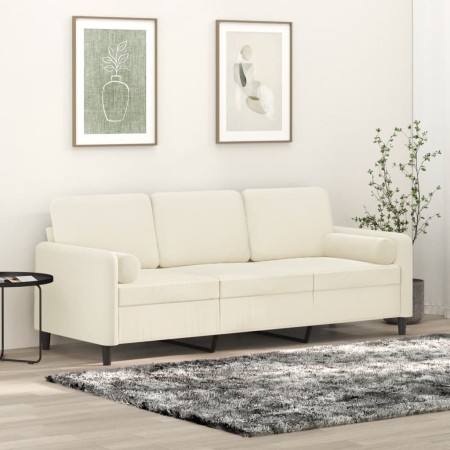 3-seater sofa with cream velvet cushions 180 cm by , Sofas - Ref: Foro24-3200899, Price: 333,86 €, Discount: %