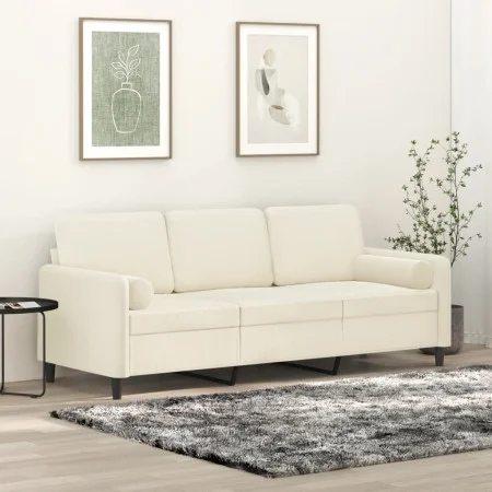 3-Sitzer-Sofa mit cremefarbenen Samtkissen, 180 cm von , Sofas - Ref: Foro24-3200899, Preis: 328,59 €, Rabatt: %