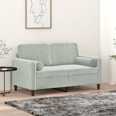 2-seater sofa with light gray velvet cushions 120 cm by , Sofas - Ref: Foro24-3200871, Price: 197,67 €, Discount: %