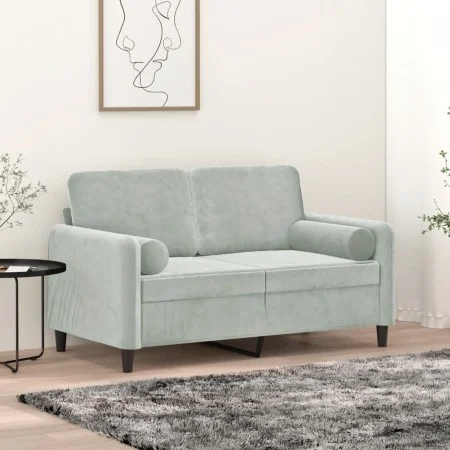2-Sitzer-Sofa mit hellgrauen Samtkissen 120 cm von , Sofas - Ref: Foro24-3200871, Preis: 195,22 €, Rabatt: %