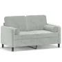 Sofá de 2 plazas con cojines terciopelo gris claro 120 cm de , Sofás - Ref: Foro24-3200871, Precio: 195,22 €, Descuento: %