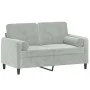 Sofá de 2 plazas con cojines terciopelo gris claro 120 cm de , Sofás - Ref: Foro24-3200871, Precio: 195,22 €, Descuento: %