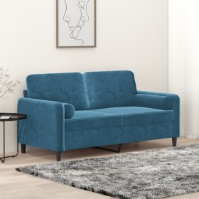 2-Sitzer-Sofa mit blauen Samtkissen 140 cm von , Sofas - Ref: Foro24-3200890, Preis: 271,58 €, Rabatt: %