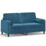 2-Sitzer-Sofa mit blauen Samtkissen 140 cm von , Sofas - Ref: Foro24-3200890, Preis: 266,59 €, Rabatt: %
