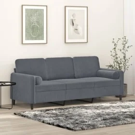 3-seater sofa with dark gray velvet cushions 180 cm by , Sofas - Ref: Foro24-3200892, Price: 276,81 €, Discount: %
