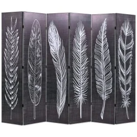 Folding divider screen 228x170 cm black and white feathers by vidaXL, Room dividers - Ref: Foro24-245892, Price: 176,51 €, Di...