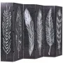 Biombo divisor plegable 228x170 cm plumas blanco y negro de vidaXL, Divisores de ambientes - Ref: Foro24-245892, Precio: 176,...