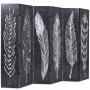 Folding divider screen 228x170 cm black and white feathers by vidaXL, Room dividers - Ref: Foro24-245892, Price: 181,66 €, Di...