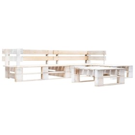 Set de muebles de palés para jardín 4 piezas madera blanco
