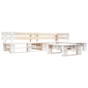 Set de muebles de palés para jardín 4 piezas madera blanco de , Conjuntos de jardín - Ref: Foro24-277391, Precio: 261,89 €, D...