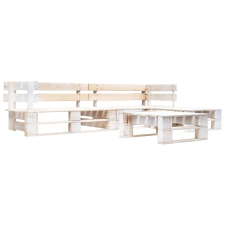 4-teiliges Garten-Palettenmöbel-Set aus weißem Holz von , Gartensets - Ref: Foro24-277391, Preis: 261,89 €, Rabatt: %
