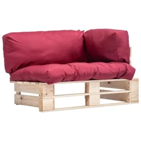 Pallet garden sofa with red pine wood cushions by , Outdoor sofas - Ref: Foro24-277481, Price: 118,28 €, Discount: %