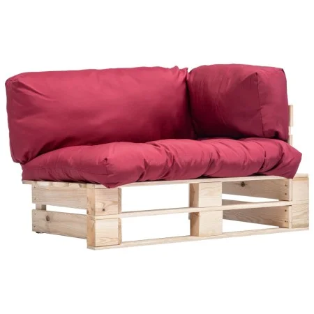 Sofá de jardín de palets con cojines rojos madera de pino de , Sofás de exterior - Ref: Foro24-277481, Precio: 120,31 €, Desc...