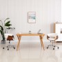 Silla oficina giratoria madera curvada cuero sintético blanco