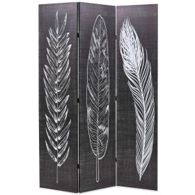 Biombo divisor plegable 120x170 cm plumas blanco y negro de vidaXL, Divisores de ambientes - Ref: Foro24-245889, Precio: 93,0...