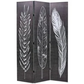 Biombo divisor plegable 120x170 cm plumas blanco y negro de vidaXL, Divisores de ambientes - Ref: Foro24-245889, Precio: 95,3...