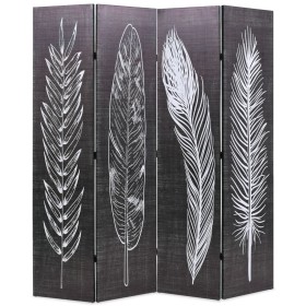 Falttrennwand 160x170 cm mit schwarzen und weißen Federn von vidaXL, Raumteiler - Ref: Foro24-245890, Preis: 113,78 €, Rabatt: %