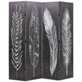 Folding divider screen 160x170 cm black and white feathers by vidaXL, Room dividers - Ref: Foro24-245890, Price: 110,81 €, Di...