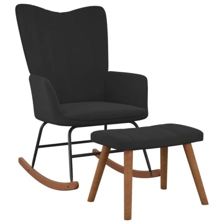 Schaukelstuhl mit Fußstütze aus schwarzem Samt von , Schaukelstühle - Ref: Foro24-327760, Preis: 159,44 €, Rabatt: %