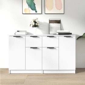 Aparadores 2 uds madera contrachapada blanco 60x30x70 cm Aparadores 2 uds madera contrachapada blanco 60x30x70 cm