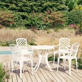 Bistro table and chairs 5 pieces white cast aluminum by , Garden sets - Ref: Foro24-3070609, Price: 647,42 €, Discount: %