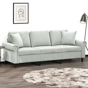 3-Sitzer-Sofa mit hellgrauen Samtkissen 180 cm von , Sofas - Ref: Foro24-3200955, Preis: 288,28 €, Rabatt: %