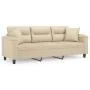 3-seater sofa with cream microfiber fabric cushions 180 cm by , Sofas - Ref: Foro24-3200981, Price: 354,35 €, Discount: %