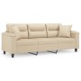 3-Sitzer-Sofa mit cremefarbenen Mikrofaser-Stoffkissen, 180 cm von , Sofas - Ref: Foro24-3200981, Preis: 360,75 €, Rabatt: %