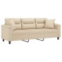 3-seater sofa with cream microfiber fabric cushions 180 cm by , Sofas - Ref: Foro24-3200981, Price: 360,75 €, Discount: %
