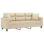 3-seater sofa with cream microfiber fabric cushions 180 cm by , Sofas - Ref: Foro24-3200981, Price: 354,35 €, Discount: %