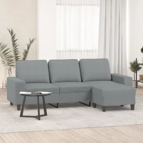 3-Sitzer-Sofa mit Hocker aus hellgrauem Stoff, 180 cm von , Sofas - Ref: Foro24-3201151, Preis: 269,56 €, Rabatt: %