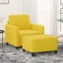 Gelber Samtsessel mit Hocker 60 cm von , Sofas - Ref: Foro24-3201170, Preis: 196,61 €, Rabatt: %