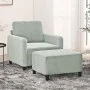 Hellgrauer Samtsessel mit Hocker 60 cm von , Sofas - Ref: Foro24-3201164, Preis: 176,56 €, Rabatt: %