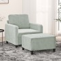 Light gray velvet armchair with stool 60 cm by , Sofas - Ref: Foro24-3201164, Price: 179,18 €, Discount: %