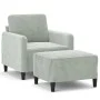 Hellgrauer Samtsessel mit Hocker 60 cm von , Sofas - Ref: Foro24-3201164, Preis: 176,56 €, Rabatt: %