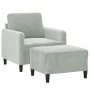 Hellgrauer Samtsessel mit Hocker 60 cm von , Sofas - Ref: Foro24-3201164, Preis: 176,56 €, Rabatt: %