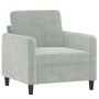 Light gray velvet armchair with stool 60 cm by , Sofas - Ref: Foro24-3201164, Price: 179,18 €, Discount: %