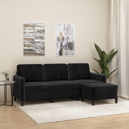 3-Sitzer-Sofa mit schwarzem Samthocker 180 cm von , Sofas - Ref: Foro24-3201179, Preis: 310,61 €, Rabatt: %