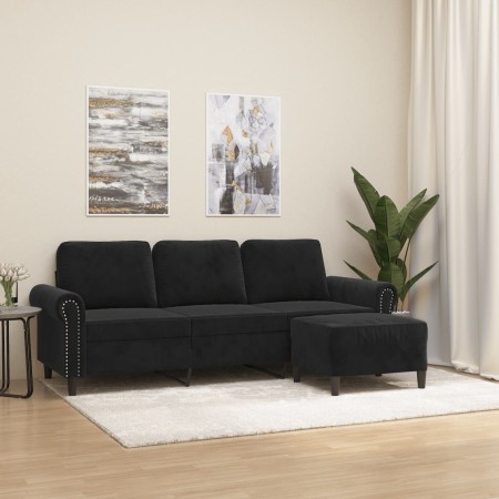 3-Sitzer-Sofa mit schwarzem Samthocker 180 cm von , Sofas - Ref: Foro24-3201220, Preis: 370,73 €, Rabatt: %