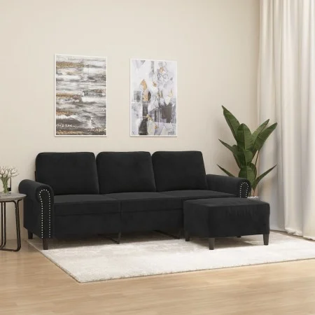 3-Sitzer-Sofa mit schwarzem Samthocker 180 cm von , Sofas - Ref: Foro24-3201220, Preis: 364,27 €, Rabatt: %